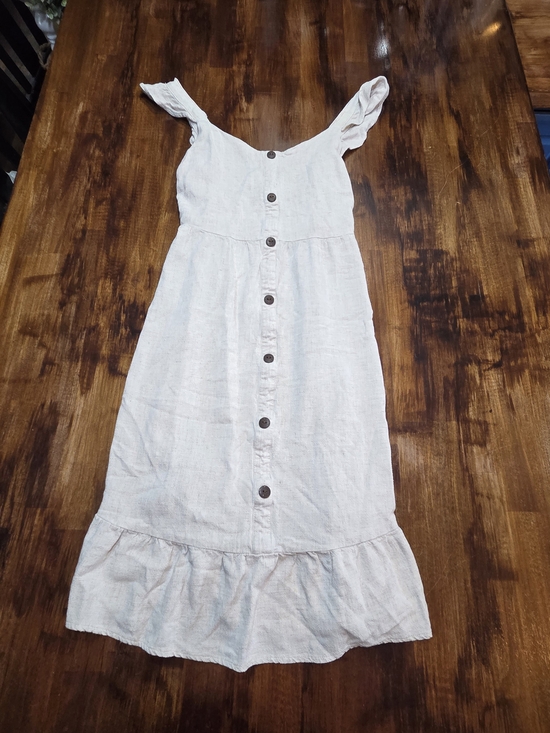 Monteau Los Angeles Dresses & Skirts - Monteau Beige Linen Blend Button Front Midi Dress Sleeveless Coastal Beach S